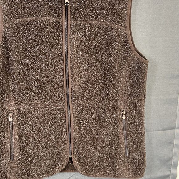 Woolrich Sherpa Fleece Zip Vest Womens XL Dark Toast Heather Brown - Picture 7 of 10